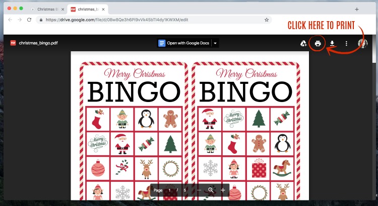 Free christmas bingo cards for kids